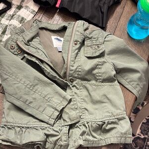 Old Navy Olive Green Ruffle-Hem Utility Jacket